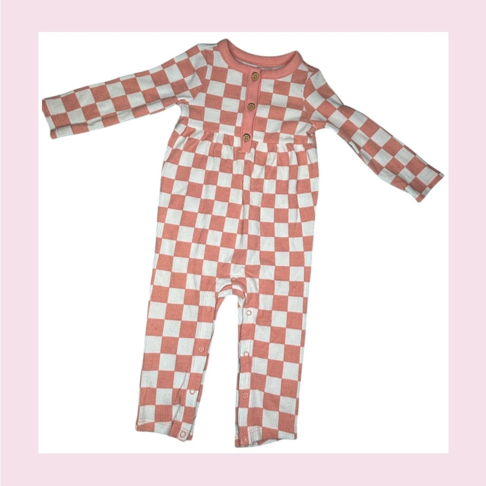 NWT / Pink and White Checkered Baby Romper / Baby Cat & Jack 👶🏻 🆕 🆕